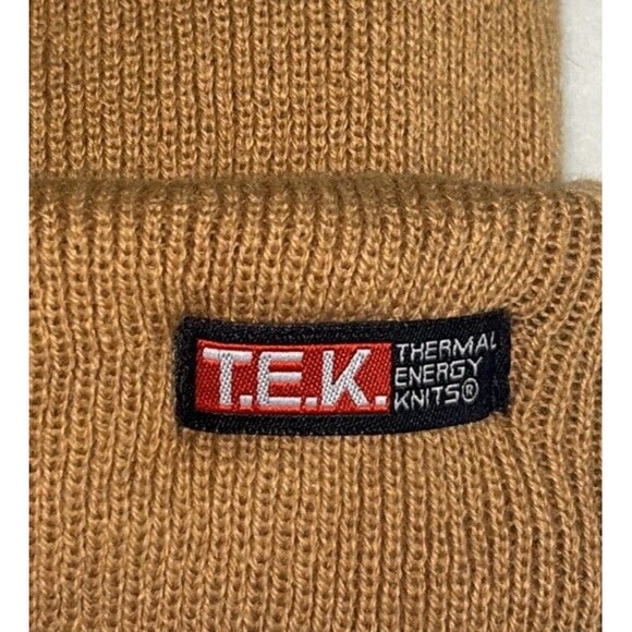 TEK Thermal Energy Knits Beanie Hat Tan Brown One Size Lightweight Stretch Knit - Picture 5 of 8